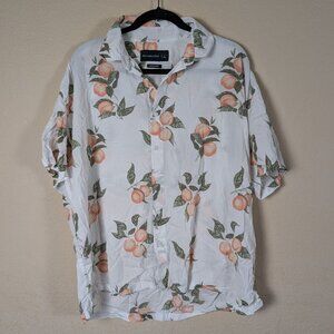 Abercrombie & Fitch Button Up Shirt Peach Print Men's L Oversized Camp